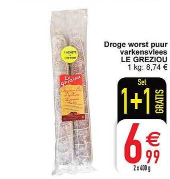 Cora Droge worst puur varkensvlees aanbieding