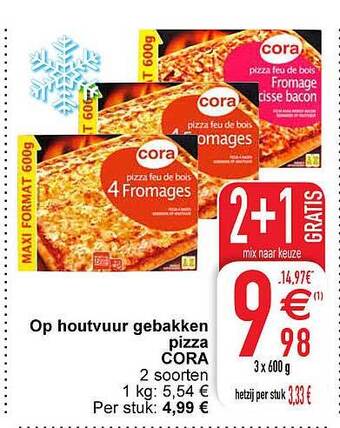 Cora Op houtvuur gebakken pizza aanbieding