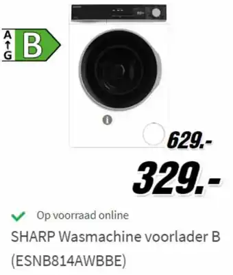 MediaMarkt Sharp Wasmachine voorlader B (ESNB814AWBBE) aanbieding