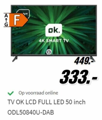 MediaMarkt TV OK LCD Full LED 50 inch ODL50840U-DAB aanbieding