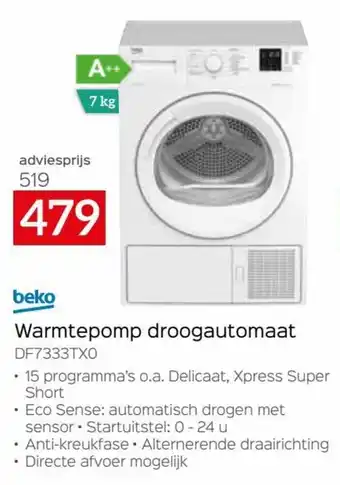 Selexion Beko Warmtepomp droogautomaat DF7333TX0 aanbieding