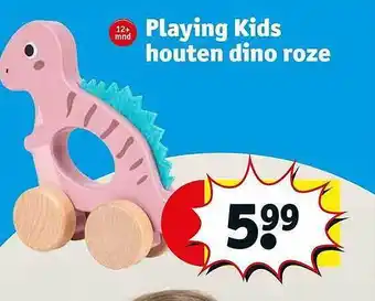 Playing kids houten dino roze