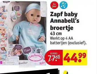 Kruidvat Zapf baby annabell's broertje aanbieding