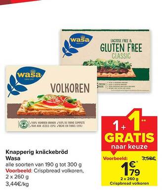 Carrefour Knapperig knäckebröd wasa aanbieding