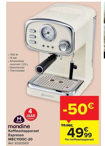 Carrefour Mandine koffiezetapparaat espresso aanbieding