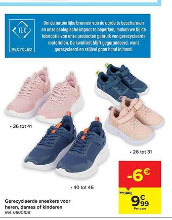 Carrefour Gerecycleerde sneakers voor heren, dames of kinderen aanbieding