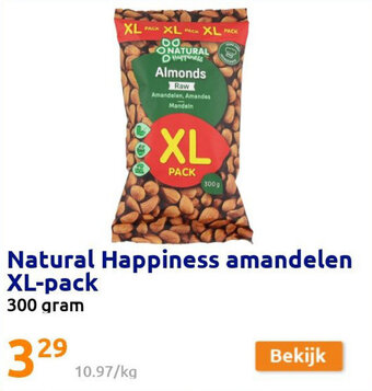 Action Natural Happiness amandelen XL-pack 300gram aanbieding
