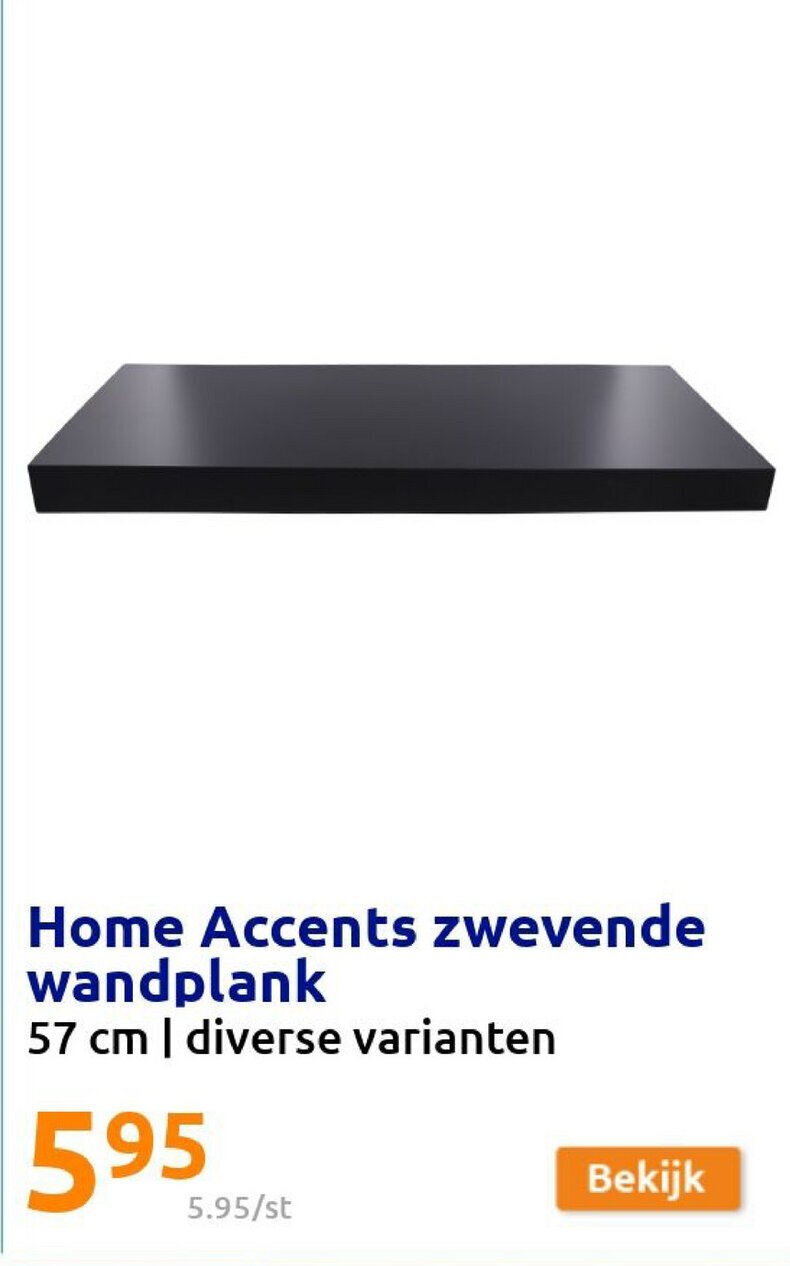 Home Accents zwevende wandplank 57cm promotie bij Action
