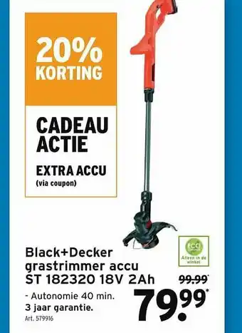 GAMMA Black+decker Grastrimmer Accu St 182320 18v 2ah 20% Korting aanbieding