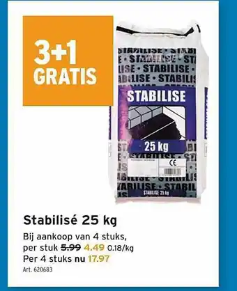 GAMMA Stabilisé 25 Kg 3+1 Gratis aanbieding