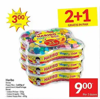 Intermarché Haribo Snoep Happy'box 2+1 Gratis In Pak aanbieding