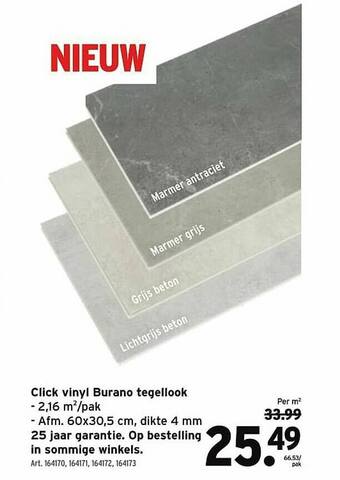 GAMMA Click Vinyl Burano Tegellook aanbieding