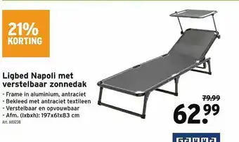 GAMMA Ligbed Napoli Met Verstelbaar Zonnedak 21% Korting aanbieding