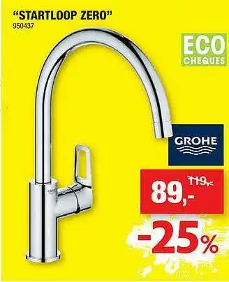 Hubo &quot;startloop Zero&quot; Eco Cheques Grohe Aanbieding bij Hubo aanbieding