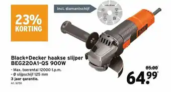 GAMMA Black+decker Haakse Slijper Beg220a1-qs 900w 23% Korting aanbieding