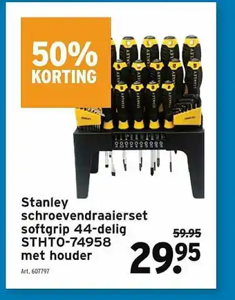 Stanley Schroevendraaierset Softgrip 44-delig Sthto-74958 Met Houder 50% Korting