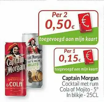 Intermarché Captain Morgan Cocktail Met Rum Cola Of Mojito aanbieding