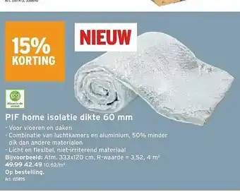GAMMA Pif Home Isolatie Dikte 60 Mm 15% Korting aanbieding