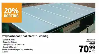 Polycarbonaat Dakplaat 5-wandig 20% Korting