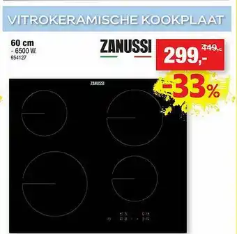 Vitrokeramische Kookplaat 60 Cm Zanussi