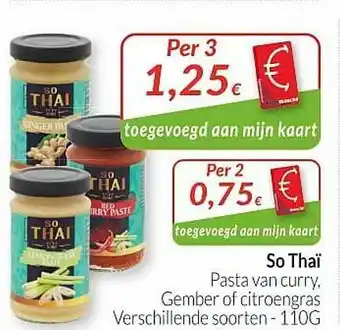 Intermarché So Thaï Pasta Van Curry Gember Of Citroengras aanbieding