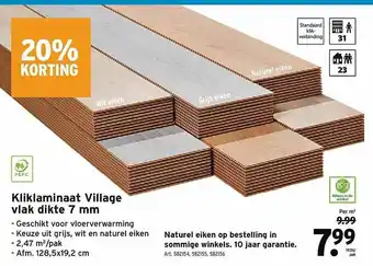 GAMMA Kliklaminaat Village Vlak Dikte 7 Mm 20% Korting aanbieding