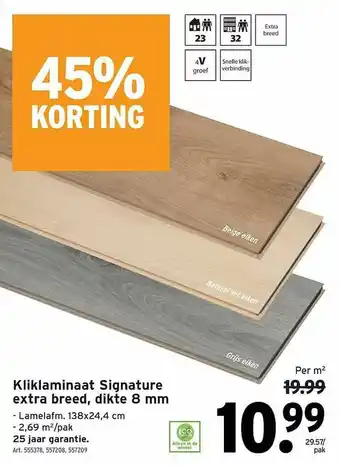 GAMMA Kliklainaat Signature Extra Breed Dikte 8 Ml 45% Korting aanbieding