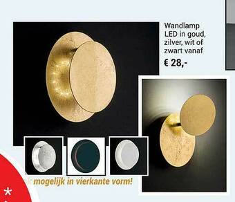 Wandlamp Led In Goud Zilver Wit Of Zwart