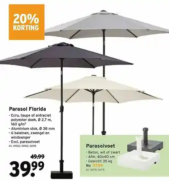 GAMMA Parasol Florida Parasolvoet 20% Korting aanbieding