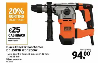 GAMMA Black+decker Boorhamer Behs03k-qs 1250w 20% Korting aanbieding