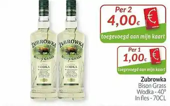 Zubrowka Bison Grass Wodka 40°