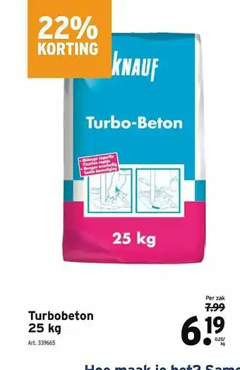 GAMMA Turbobeton 25 Kg 22% Korting aanbieding