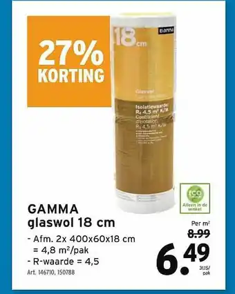 Gama Glaswol 18 Cm 27% Korting