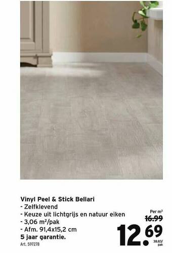 GAMMA Vinyl Peel & Stick Bellari aanbieding