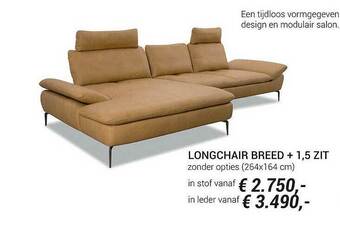 Meubelen Jonckheere Longchair Breed + 1.5 Zit aanbieding