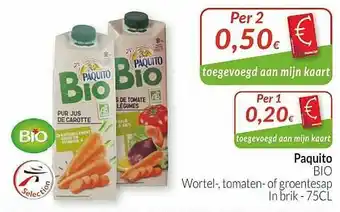 Intermarché Paquito Bio Wortel Tomaten Of Groentesap aanbieding