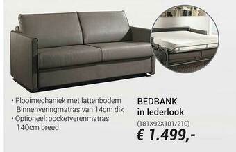 Meubelen Jonckheere Bedbank In Lederlook aanbieding