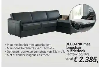 Meubelen Jonckheere Bedbank Met Longchair In Lederllok aanbieding