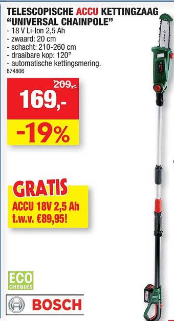 Hubo Telescopische accu kettingzaag universal chainpole aanbieding