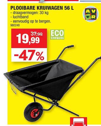 Hubo Plooibare kruiwagen 56 l aanbieding