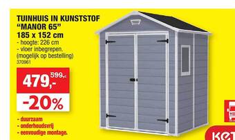 Hubo Tuinhuis in kunststof manor 65 aanbieding