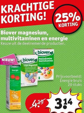 Kruidvat Biover Magnesium, Multivitaminen En Energie aanbieding
