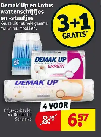 Kruidvat Demak'up En Lotus Wattenschijfjes En -staafjes 3+1 Gratis aanbieding