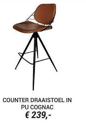 Counter Draaistoel In Pu Cognac