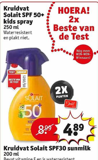 Kruidvat Kruidvat Solait Spf 50+ Kids Spray aanbieding
