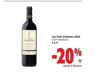 Colruyt Les trois colonnes aop bordeaux aanbieding