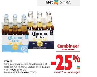 Colruyt Corona cero alcoholvrij bier of extra pils aanbieding