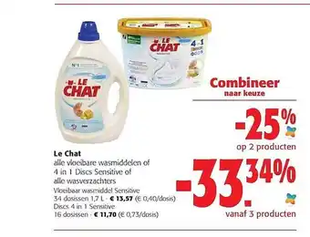 Le chat vloeibare wasmiddelen of 4 in 1 discs sensitive of wasverzachters