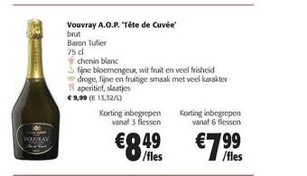 Colruyt Vouvray aop tête de cuvée aanbieding