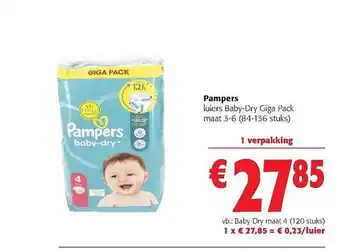 Colruyt Pampers luiers babydry giga pack aanbieding